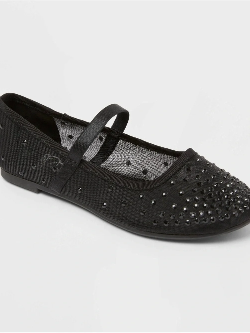 art class Black Crystal-Studded Mary Jane Flats b187s
